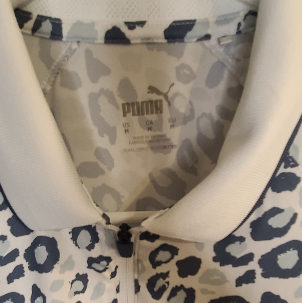 Puma White and Blue Leopard Print Polo - Picture 3 of 3